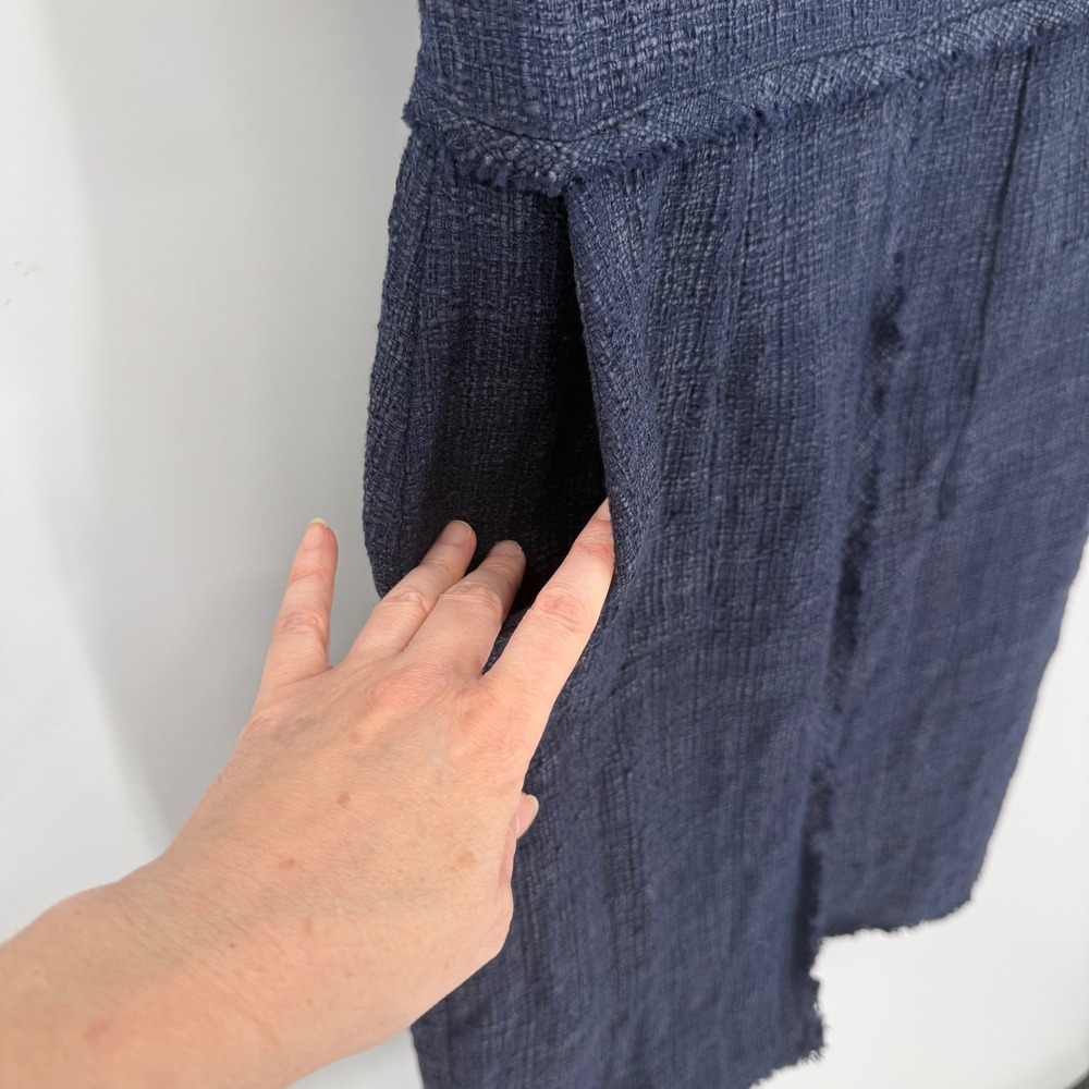Banana Republic Navy Tweed Shift Dress Pockets Frayed Trim Size 2 - Picture 4 of 9